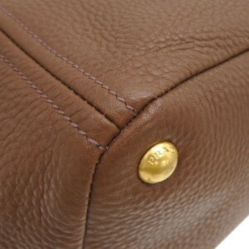 Prada bag metal logo leather PALISSANDRO brown Vitello Daino shoulder handbag - Picture 4 of 6